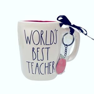 Rae Dunn World’s Best Teacher w Apple Keychain Mug